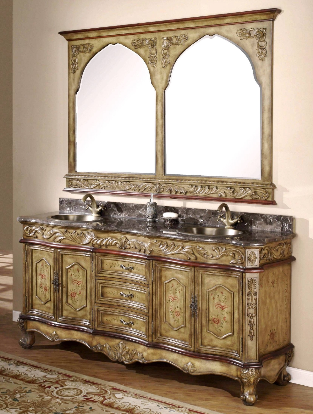 73 inch Midland Vanity Old World Vanity Charming Bathroom Vanity